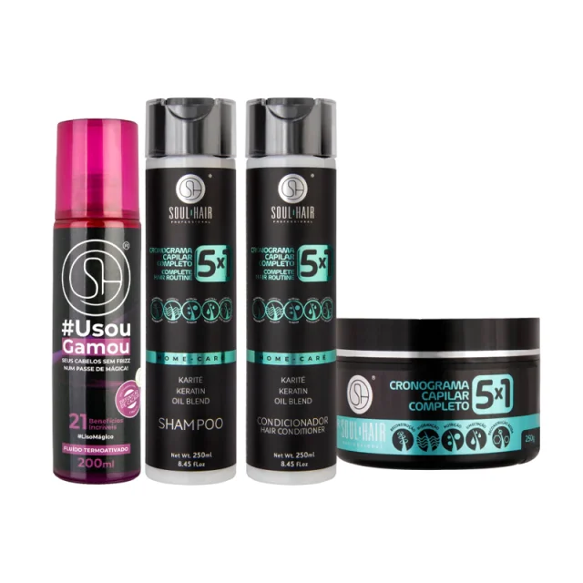 Kit Cronograma Capilar Completo & Finalizador Usou Gamou